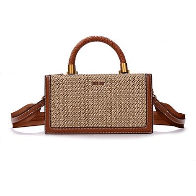 Bolsa Tote Pequena Tramado Bege Duas Alças