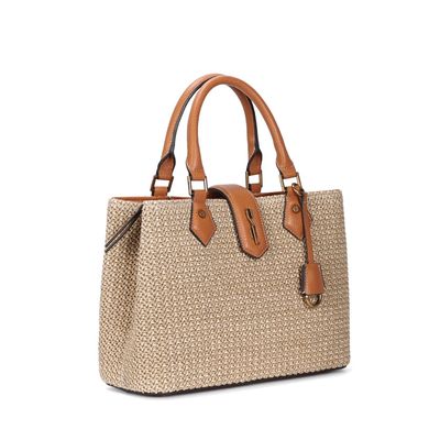 Bolsa Tote Grande Tramado Bege Transversal