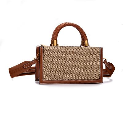 Bolsa Tote Pequena Tramado Bege Duas Alças