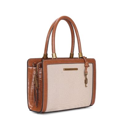 Bolsa Tote Bag Canvas Bege Transversal Pespontos