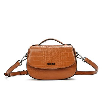 Bolsa Pequena Croco Caramelo Transversal