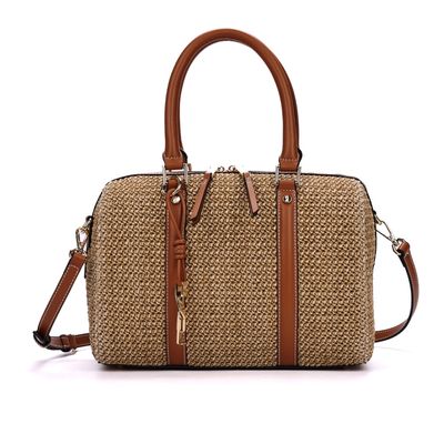 Bolsa Baú Grande Tramado Marrom Transversal