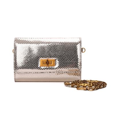 Bolsa Carteira Metalizada Transversal Dourada