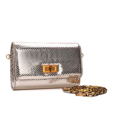 Bolsa Carteira Metalizada Transversal Dourada