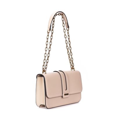Bolsa Soft Bege Alça Ombro Corrente