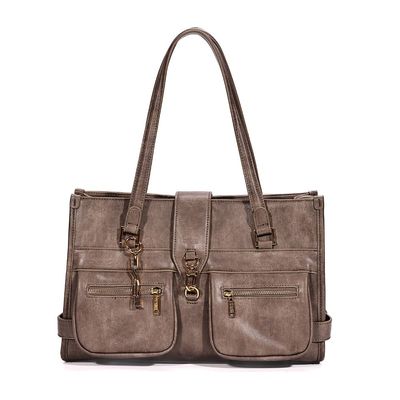 Bolsa Grande Rustica Alça De Ombro Cinza