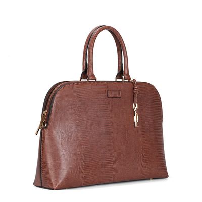 Bolsa Tote Lizard Alça Dupla Marrom Safari