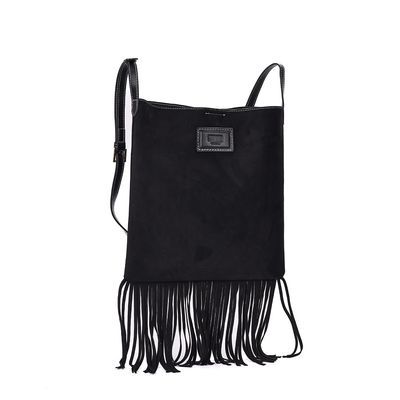 Bolsa Franja Camurça Preta Transversal