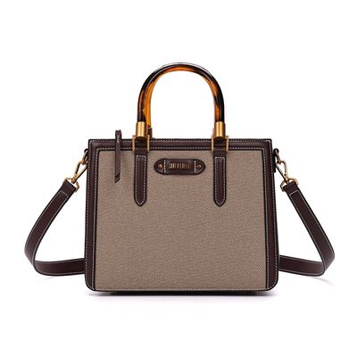 Bolsa Tote Canvas Marrom Transversal