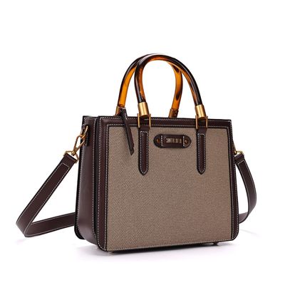 Bolsa Tote Canvas Marrom Transversal