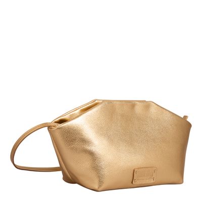 Bolsa M Couro Metalizado Ouro