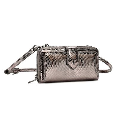 Bolsa Carteira Metalizada Transversal Cinza Grafite