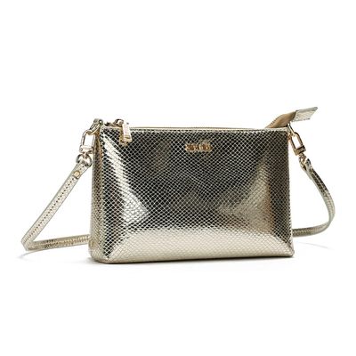 Clutch Metalizada Dourada Alça Transversal