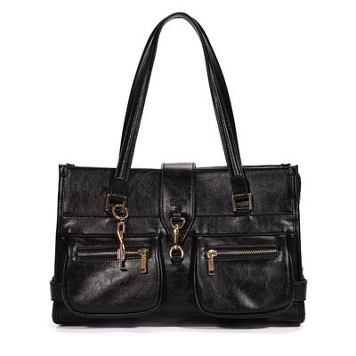 Bolsa Grande Rustica Alça De Ombro Preta