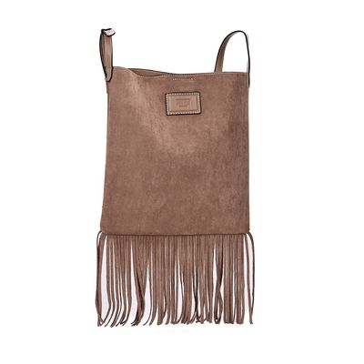 Bolsa Franja Camurça Bege Transversal