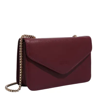 Bolsa Envelope Couro Floater Vermelho Ruby Alça Metalizada