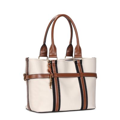 Bolsa Grande E Clutch Floater Marfim Pespontos