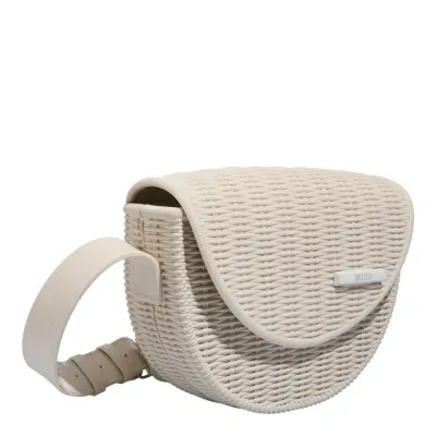 Bolsa Transversal Off White Borracha Pequena Tramada