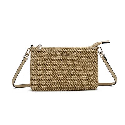 Clutch Tramado Bege Alça Transversal