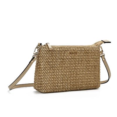 Clutch Tramado Bege Alça Transversal