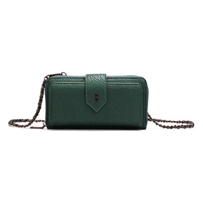 Bolsa Carteira Floater Verde Esmeralda Alça Corrente Transversal