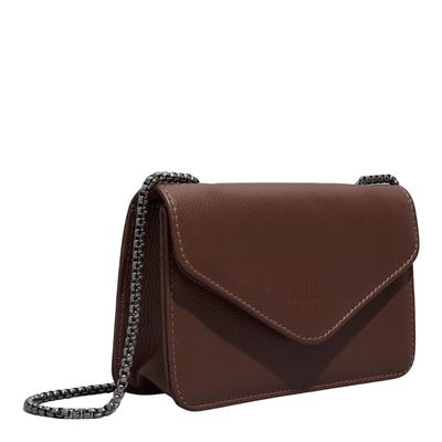 Bolsa Envelope Couro Floater Marrom Dark Alça Transversal