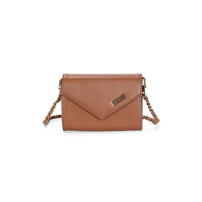 Bolsa Carteira Soft Alça Corrente Transversal Marrom