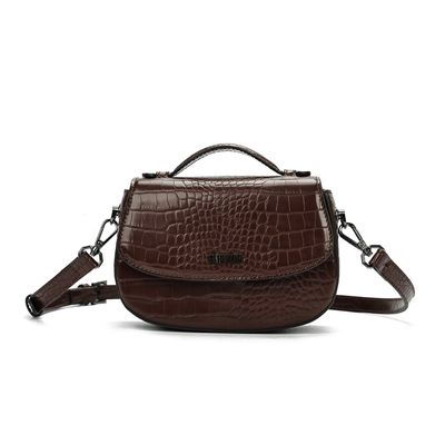 Bolsa Pequena Croco Marrom Transversal