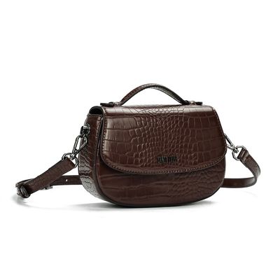 Bolsa Pequena Croco Marrom Transversal