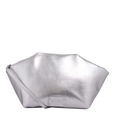 Bolsa M Couro Metalizado Prata