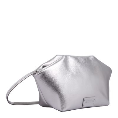 Bolsa M Couro Metalizado Prata