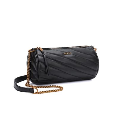 Bolsa Soft Matelassê Alça Corrente Transversal  Preta