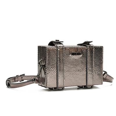 Bolsa Estruturada Metalizada Grafite Transversal