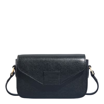 Bolsa Envelope Couro Floater Preta Alça Transversal
