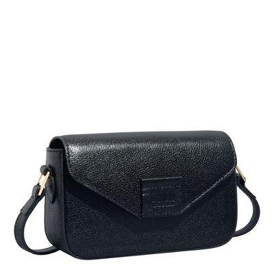 Bolsa Envelope Couro Floater Preta Alça Transversal