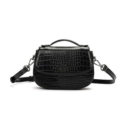 Bolsa Pequena Croco Preta Transversal