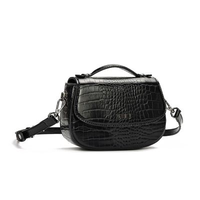 Bolsa Pequena Croco Preta Transversal