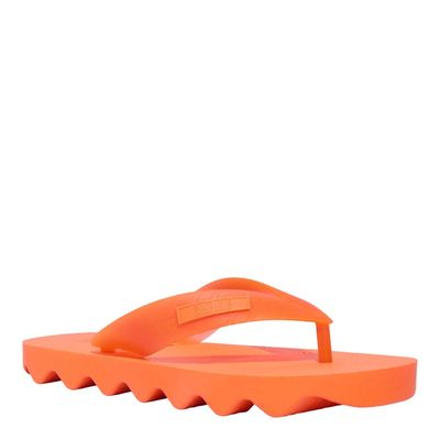 Chinelo Borracha Laranja Neon Bico Redondo