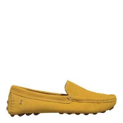 Mocassim Couro Camurça Amarelo Bico Redondo