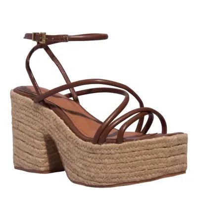 Espadrille Couro Tiras Finas Marrom
