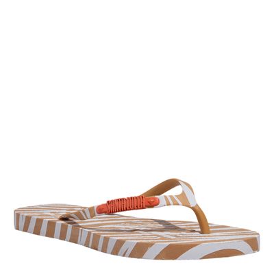 Chinelo Flip Flop Borracha Bege Estampa