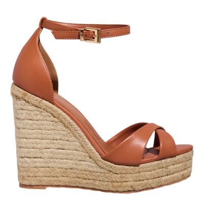 Sandália Espadrille Couro Marrom Safari