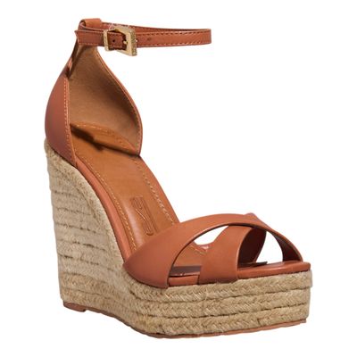 Sandália Espadrille Couro Marrom Safari