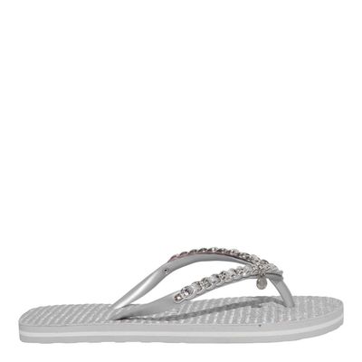 Chinelo Flip Flop Metalizada Texturizada Prata