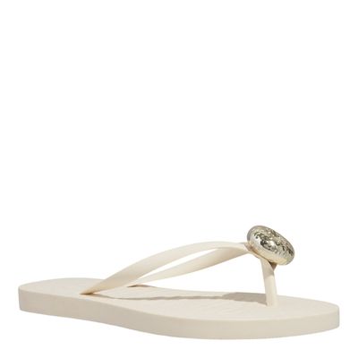 Chinelo Flip Flop Borracha Off White Brilho