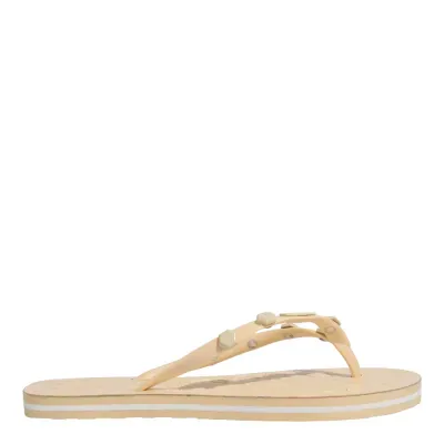 Chinelo Flip Flop Verniz Tachas Bege