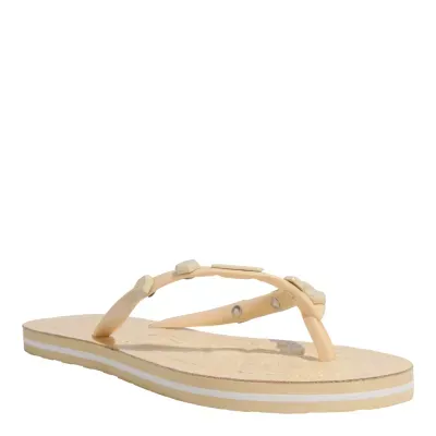 Chinelo Flip Flop Verniz Tachas Bege