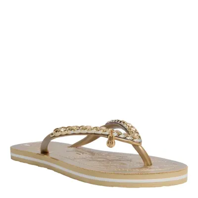 Chinelo Flip Flop Metalizada Dourada