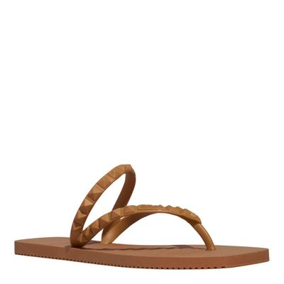 Chinelo Borracha Bico Quadrado Bege Egido