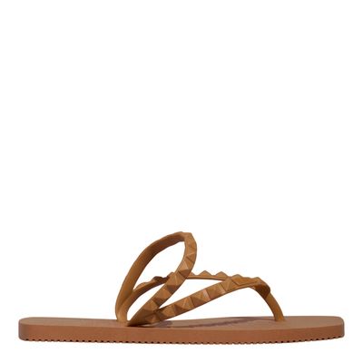 Chinelo Borracha Bico Quadrado Bege Egido